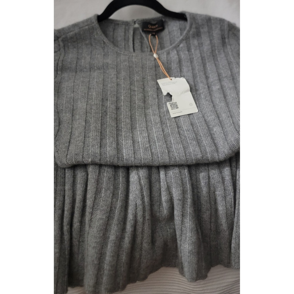 Quince Mongolian Cashmere Ribbed Knit Midi Dress Gray XS C:32-33 L45.5 H35-36 - Picture 4 of 5